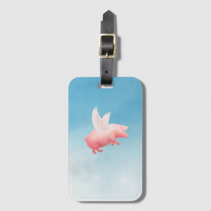 Flight of Fancy-Pigs Flying Past Airplane Window L Luggage Tag