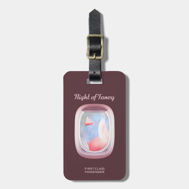 Flight of Fancy-Where Pigs Fly Luggage Tag (Front Vertical)