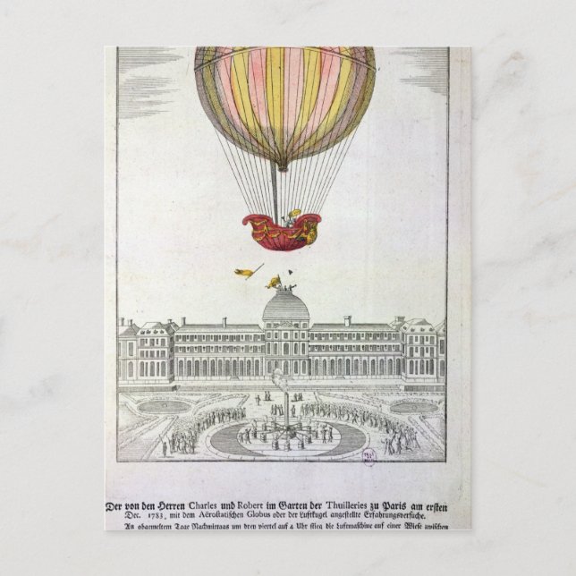 Flight of Jacques Charles  and Nicholas Robert Postcard (Front)