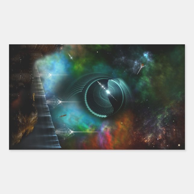 Flight Of The Corbius Fractal Art Rectangular Sticker (Front)