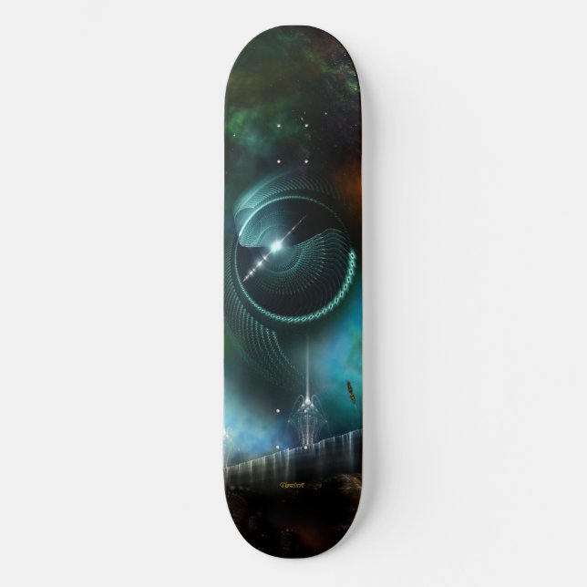 Flight Of The Corbius Fractal Art Skateboard (Front)