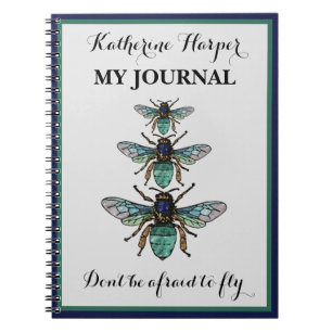 Flight of the glitter bees custom notebook