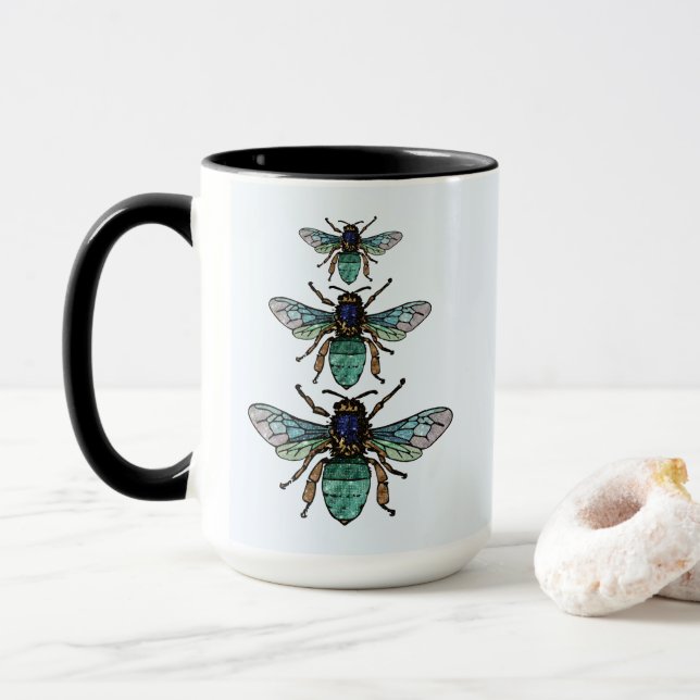 Flight of the glitter bees mug (With Donut)