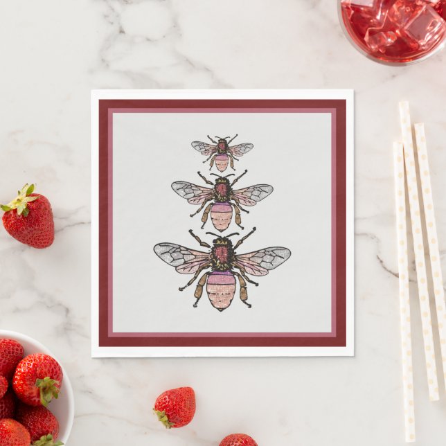 Flight of the glitter bees napkin (Insitu)