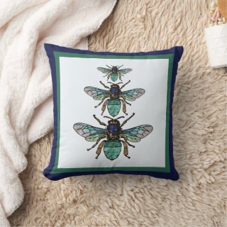 Flight of the glitter bees throw pillow