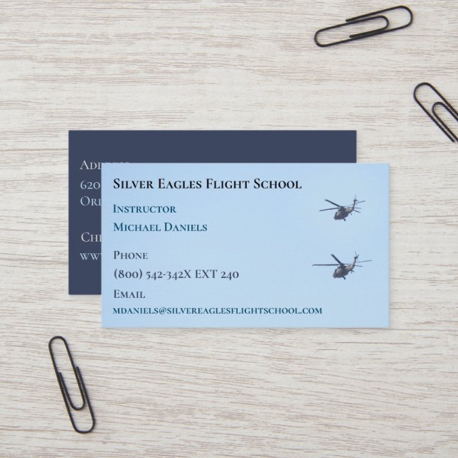  Flight School/ Instructor/ Pilot  Helicopter Business Card (Front/Back In Situ)
