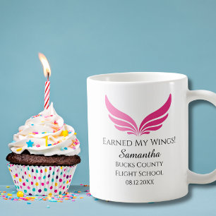 Flight Student Pilot Pink Wing Graduation Aviation Coffee Mug