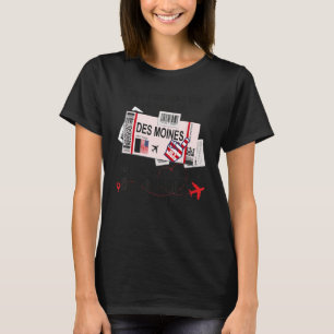 Flight Ticket Des Moines Girl from Des Moines Boar T-Shirt
