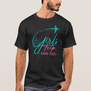 Flight Travel Oahu Hawaiian Matching Girls Trip T-Shirt