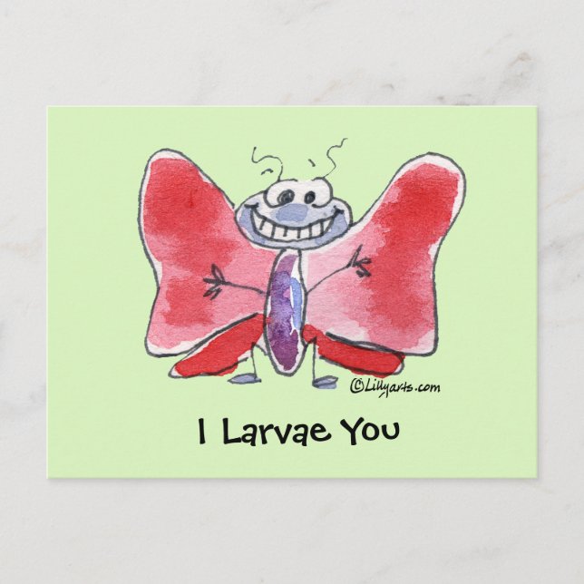 Flighthearted Wishes I Larvae You Postcard (Front)
