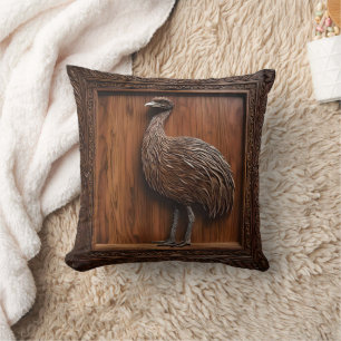 Flightless Wonders: Australian Emu Wood Print, Cushion