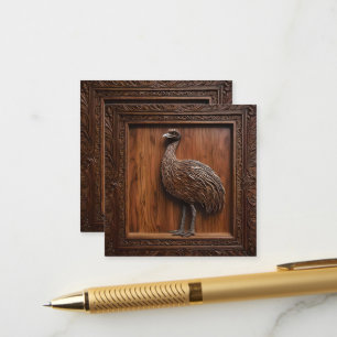 Flightless Wonders: Australian Emu Wood Print, Enclosure Card