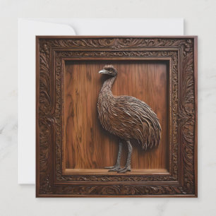Flightless Wonders: Australian Emu Wood Print, Invitation