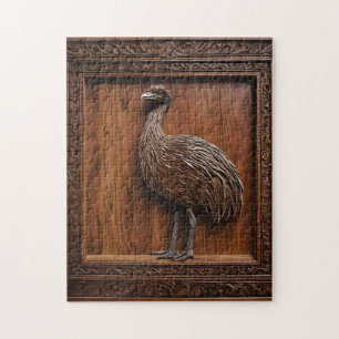 Flightless Wonders: Australian Emu Wood Print, Jigsaw Puzzle