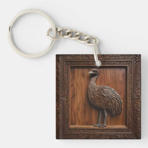 Flightless Wonders: Australian Emu Wood Print, Key Ring