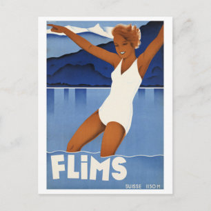 Flims Switzerland Vintage Travel Postcard