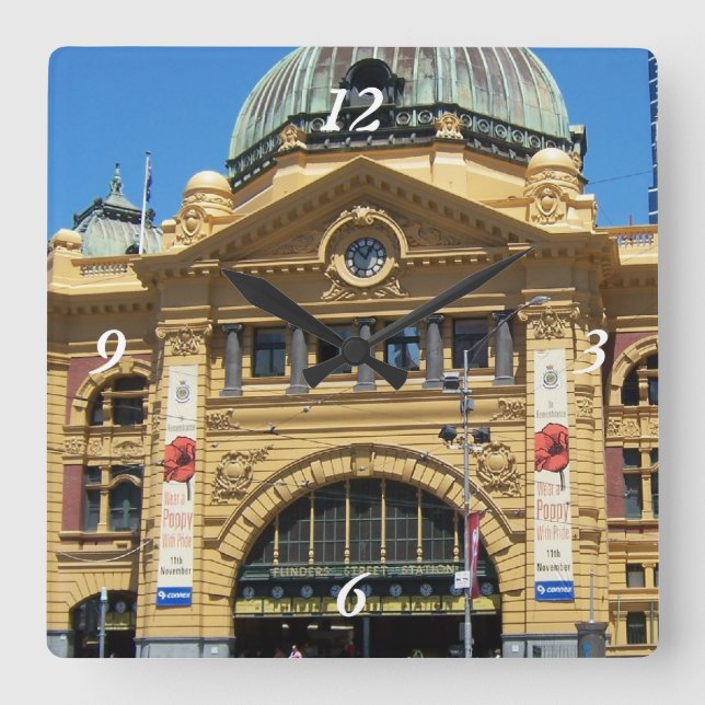 Flinder's Street Station Square Wall Clock (Front)