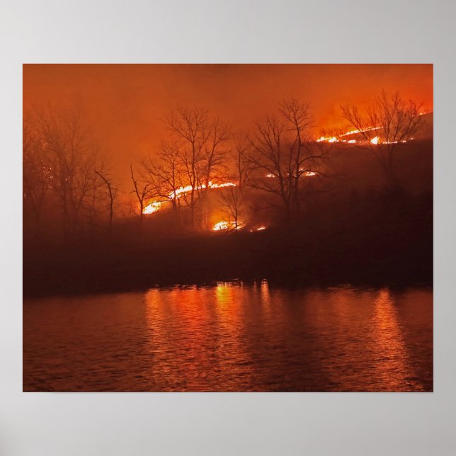 Flint Hills Kansas Prairie Burn Poster (Front)