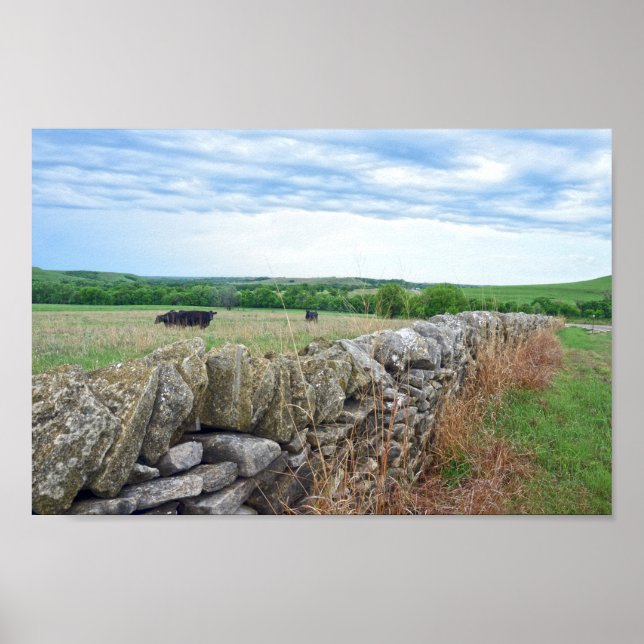 Flint Hills, Kansas, Stacked Stone Fence Poster (Front)