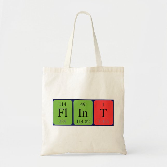 Flint periodic table name tote bag (Front)