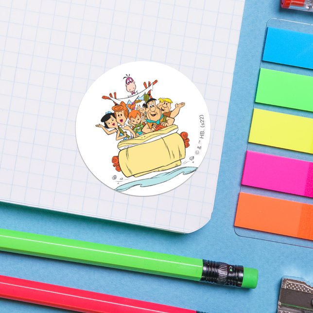 Flintstones Family Roadtrip Classic Round Sticker (Creator Uploaded)