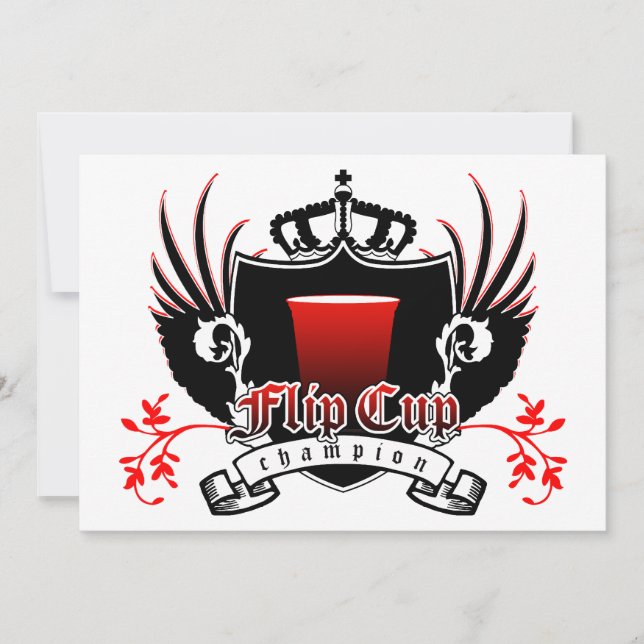 flip cup champion royal crest invitation (Front)