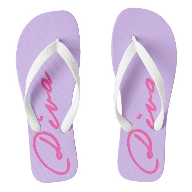 FLIP FLIPS with DIVAtude! (Pink Lettering) Thongs (Footbed)