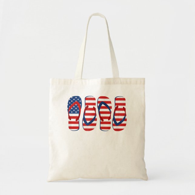 Flip Flop American Flag July 4 USA Independence Da Tote Bag (Front)