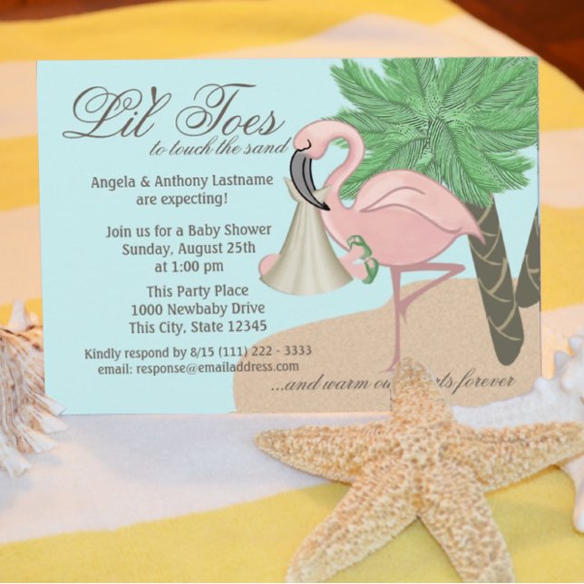 Flip Flop and Flamingo Baby Shower Invitation (Creator Uploaded)