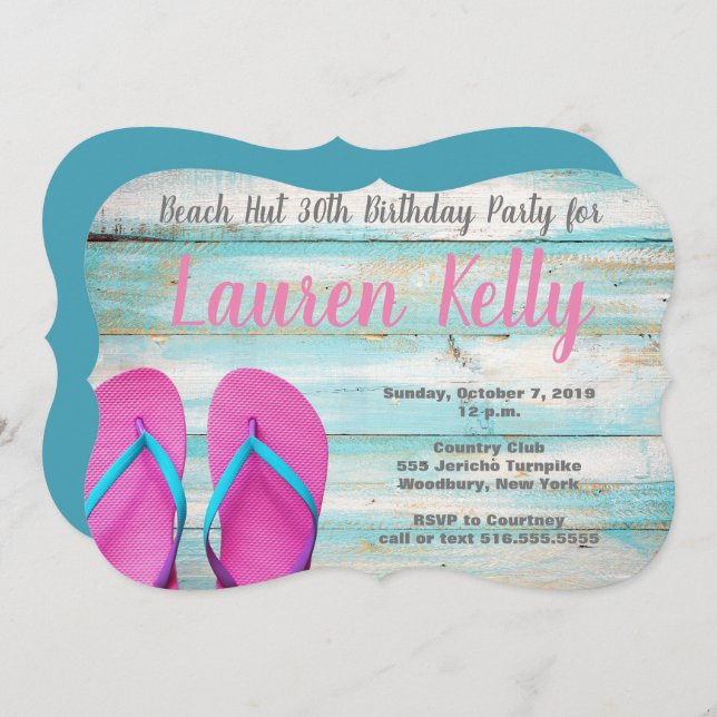 Flip Flop Beach Party Birthday Invitation (Front/Back)