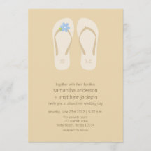 Flip Flop Beach Wedding Invitations -Blue Flower