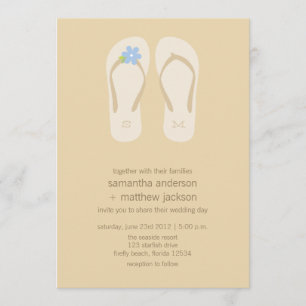 Flip Flop Beach Wedding Invitations -Blue Flower