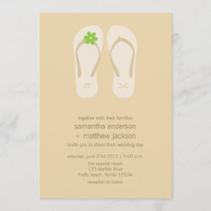 Flip Flop Beach Wedding Invitations -Green Flower