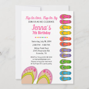 Flip Flop Birthday Party Invitation Pool Party