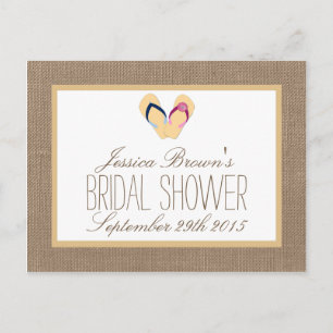 Flip-Flop Burlap Beach Bridal Shower Recipe Card