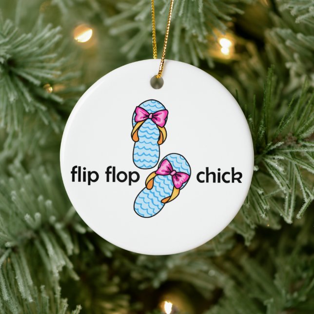 Flip Flop Chick Ceramic Ornament (Tree)