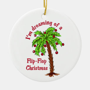 Flip Flop Christmas Ceramic Ornament