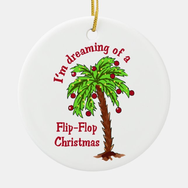Flip Flop Christmas Ceramic Ornament (Front)