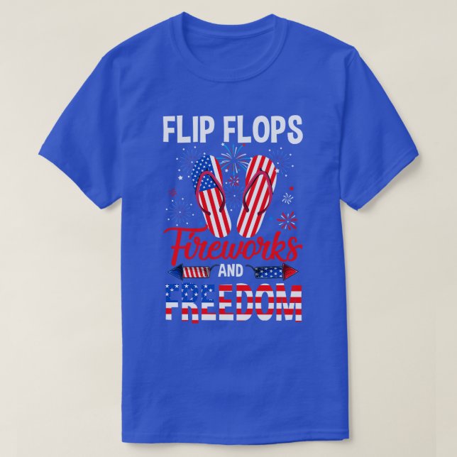 Flip Flop Fireworks And Freedom Independence Day J T-Shirt (Design Front)
