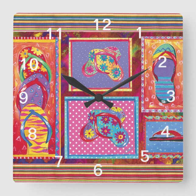 Flip-flop Fun Collage wall clock (Front)