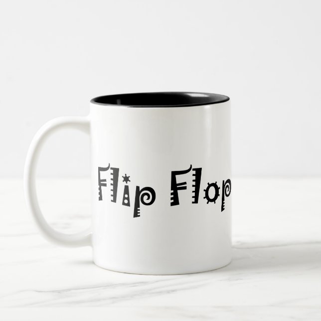 flip flop in Black Two-Tone Coffee Mug (Left)
