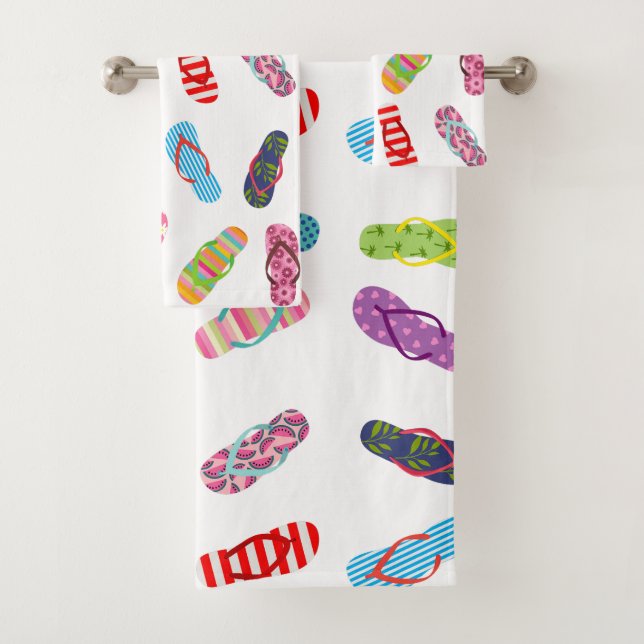 Flip Flop Pattern | Any background colour Bath Towel Set (Insitu)
