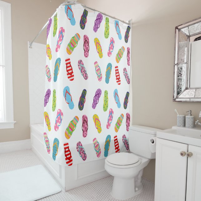 Flip Flop Pattern | Any background colour Shower Curtain (In Situ)