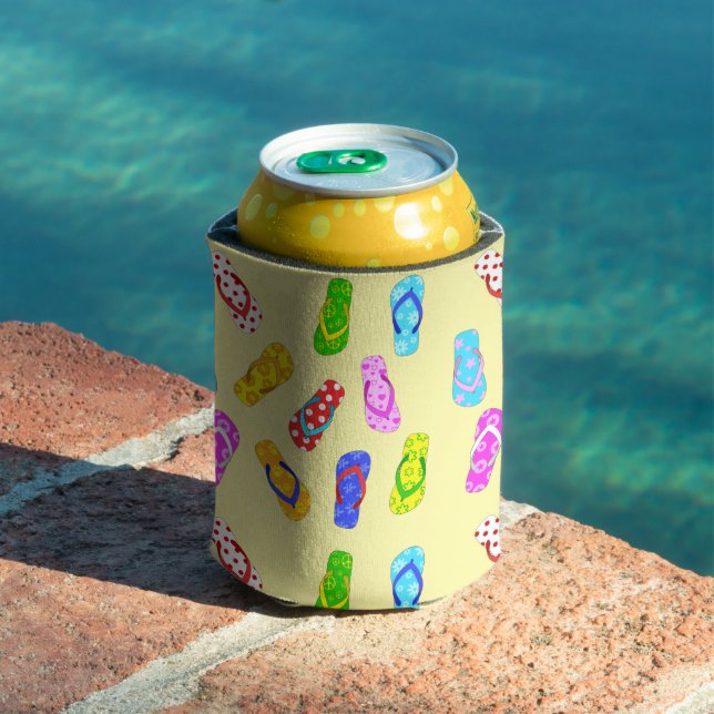 Flip Flop Pattern Pink Can Cooler (In Situ Pool)