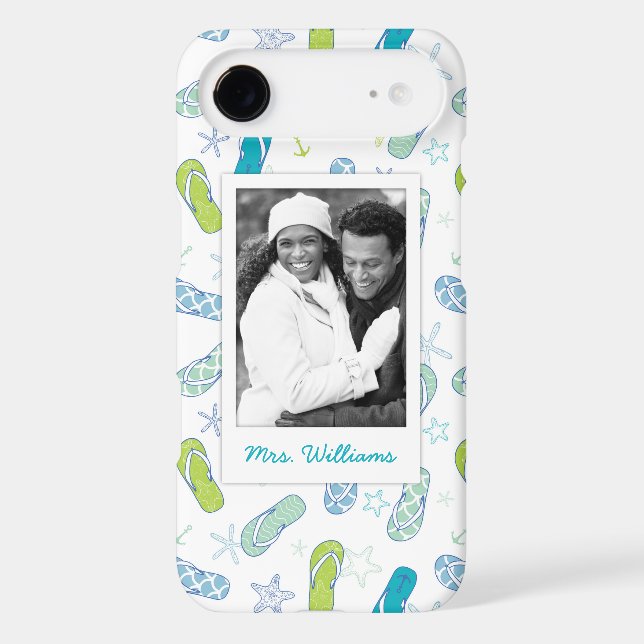 Flip Flop Pattern | Your Photo & Name Case-Mate iPhone Case (Back)
