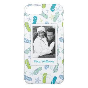 Flip Flop Pattern   Your Photo & Name iPhone 8/7 Case