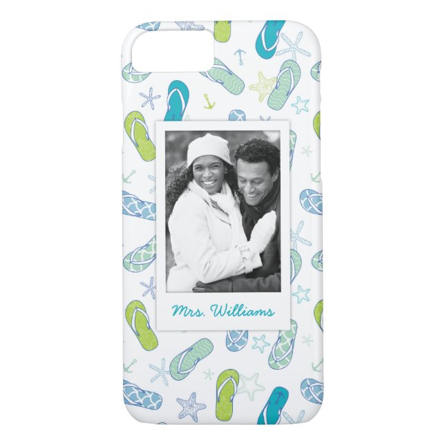 Flip Flop Pattern | Your Photo & Name Case-Mate iPhone Case (Back)