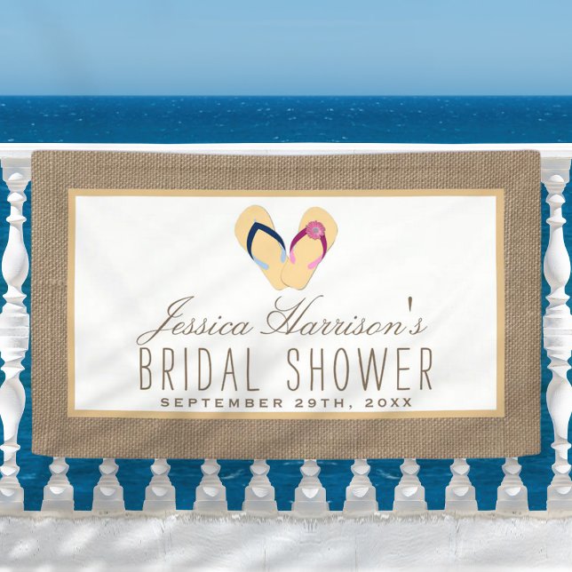 Flip-Flop Sand Beach Burlap Bridal Shower Banner (Creator Uploaded)