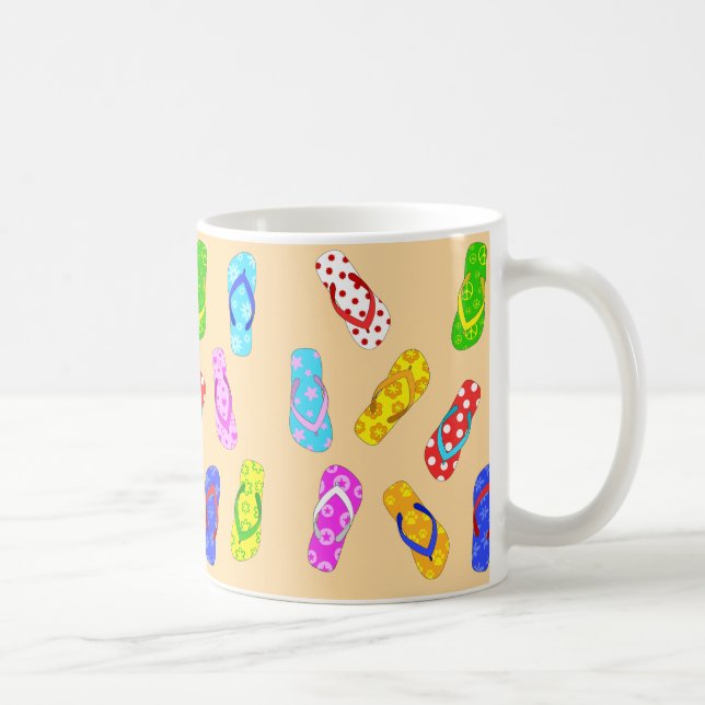 Flip Flop Sandals Pattern Cute Beach Theme Coffee Mug (Right)