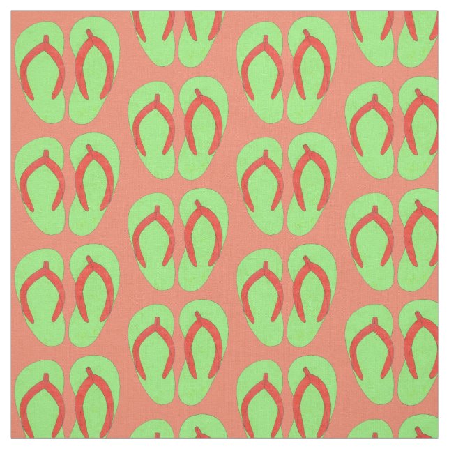 Flip Flop Sandals Summer Beach Boardwalk Fun Fabric (Swatch)